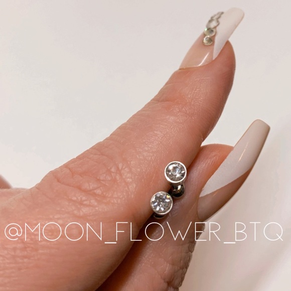Tiny CZ Ball Back Barbell Earrings - Picture 6 of 8